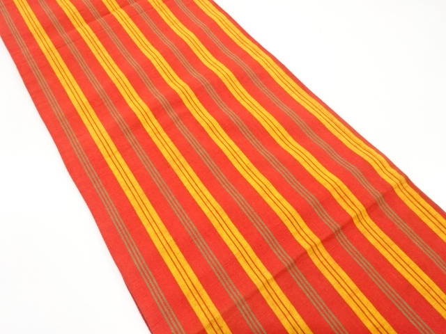 JAPANESE KIMONO / ANTIQUE FUKURO OBI / COTTON / TSUMUGI / WOVEN STRIPE